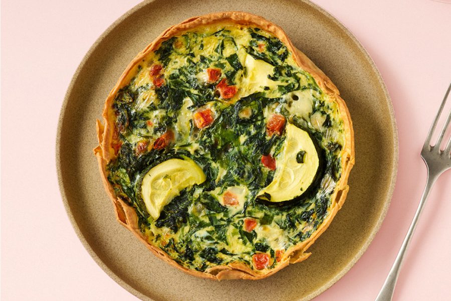 Quiche spinazie, tomaat en courgette